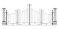 Wrought iron entrance gate with columns